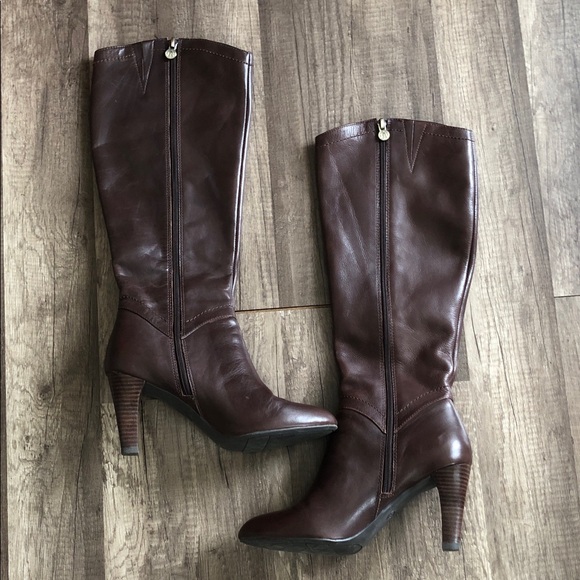 Etienne Aigner Becca Brown Heeled Knee High Boots - Picture 5 of 9